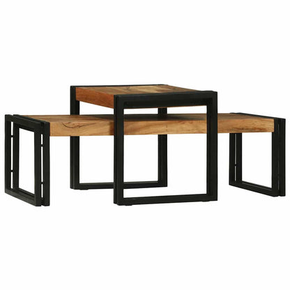 Coffee Table 2 pcs Brown 48 x 40 x 40 cm Solid Acacia Wood