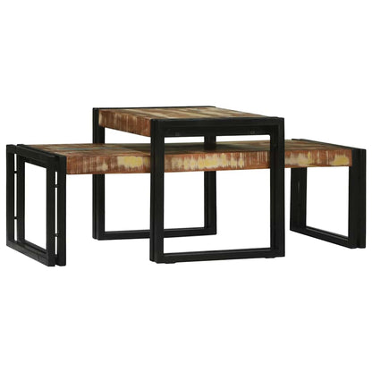 Coffee Table 2 pcs Multicolour Solid Reclaim Wood