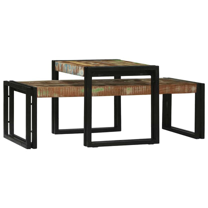 Coffee Table 2 pcs Multicolour Solid Reclaim Wood