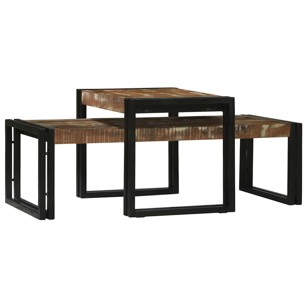 Coffee Table 2 pcs Multicolour Solid Reclaim Wood
