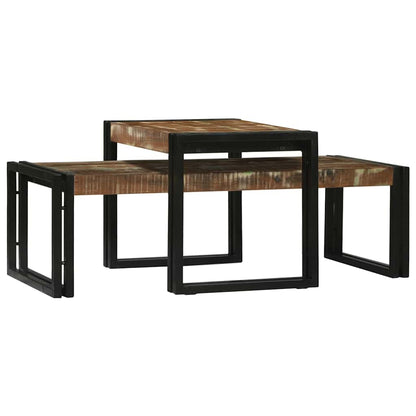 Coffee Table 2 pcs Multicolour Solid Reclaim Wood