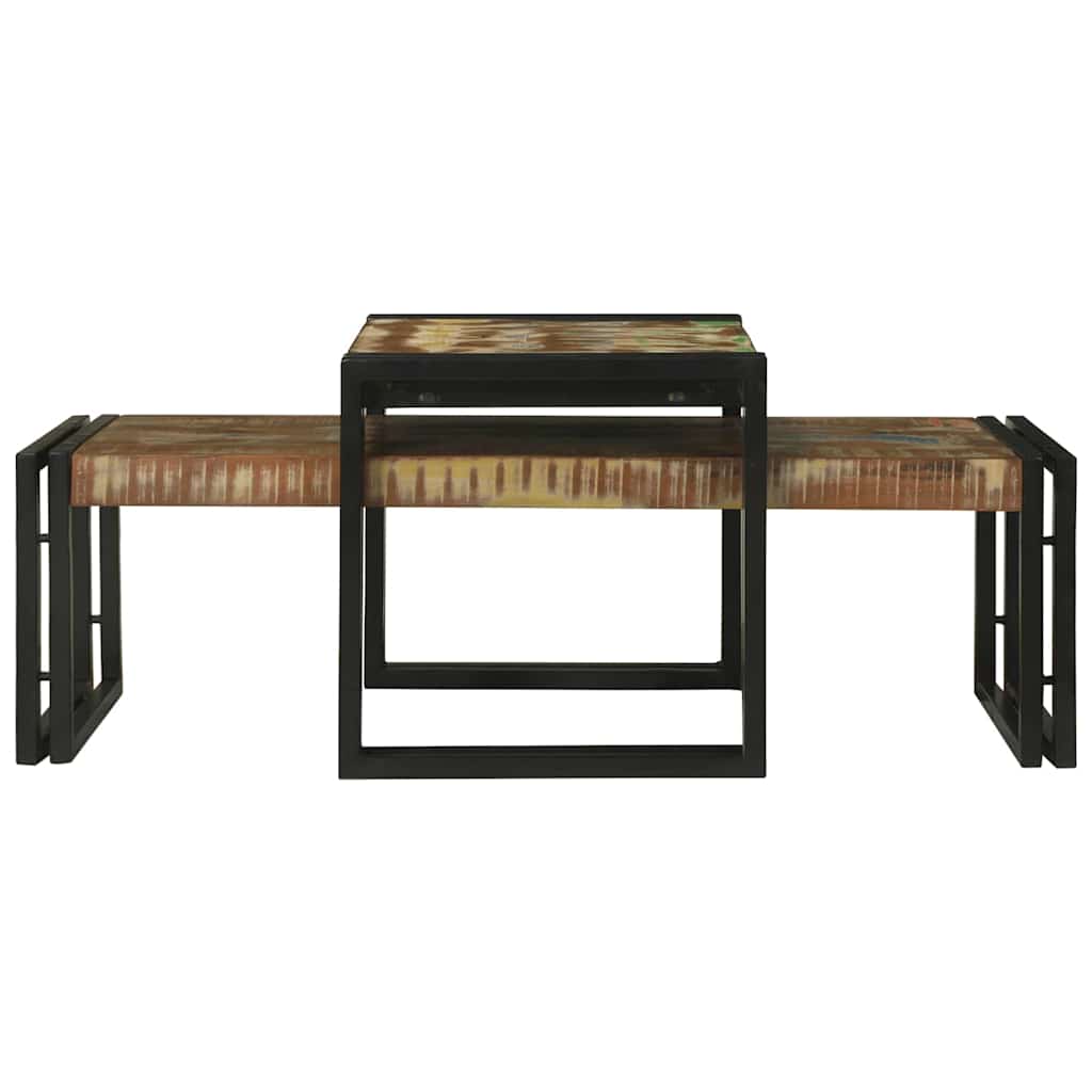 Coffee Table 2 pcs Multicolour Solid Reclaim Wood