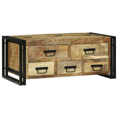 Coffee Table with Drawer Brown 90 x 50 x 38 cm Solid Mango Wood