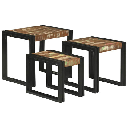 Nesting Table 3 pcs Solid Reclaim Wood and Metal