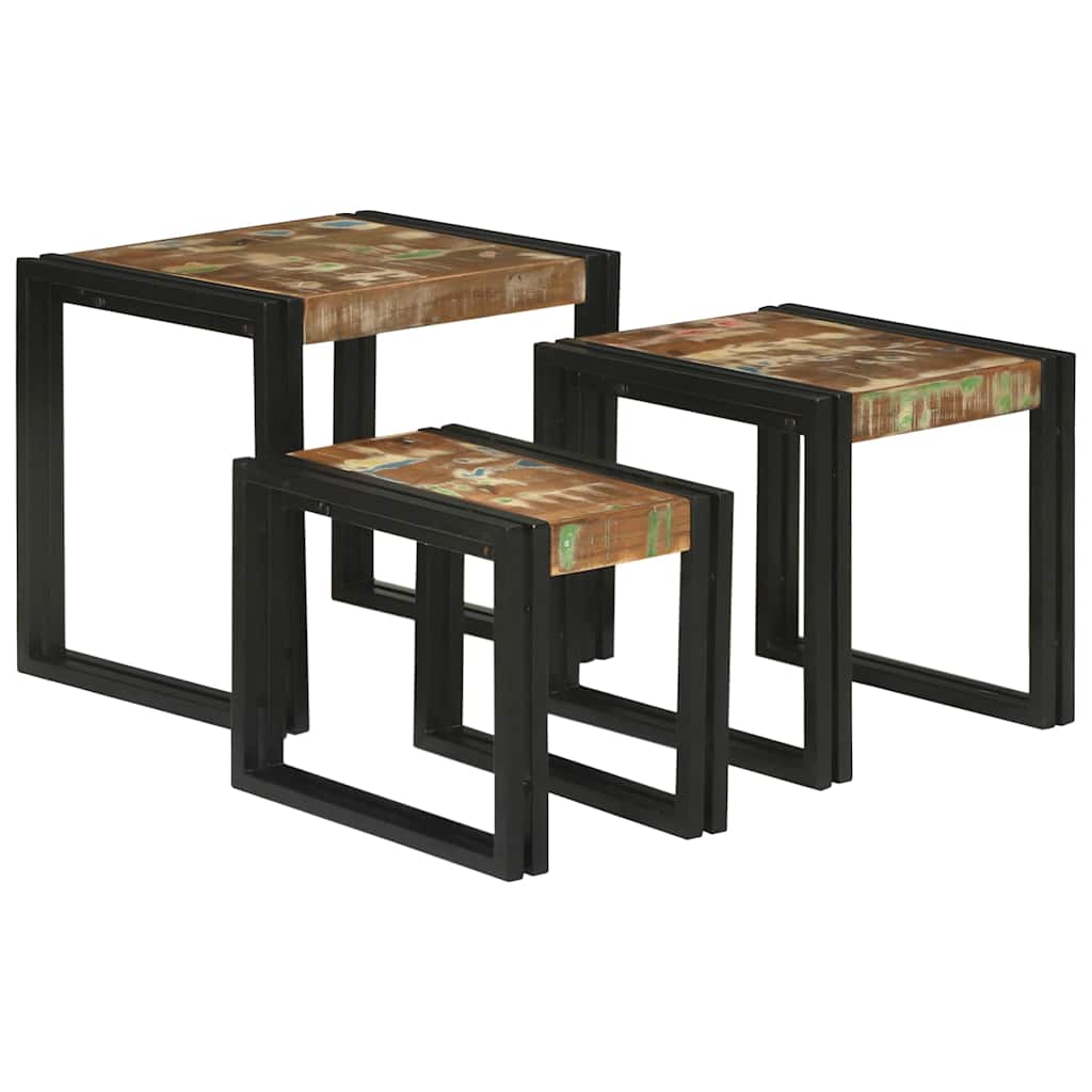 Nesting Table 3 pcs Solid Reclaim Wood and Metal