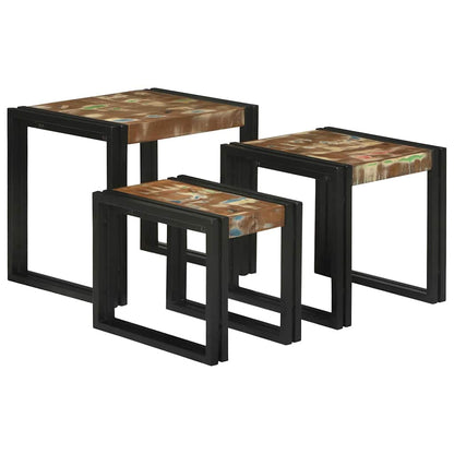 Nesting Table 3 pcs Solid Reclaim Wood and Metal