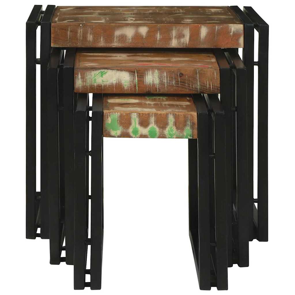 Nesting Table 3 pcs Solid Reclaim Wood and Metal