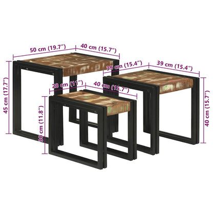 Nesting Table 3 pcs Solid Reclaim Wood and Metal