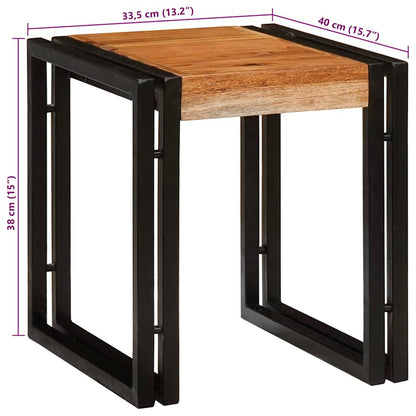 Nesting Table 3 pcs Brown and Black Solid Acacia Wood and Metal