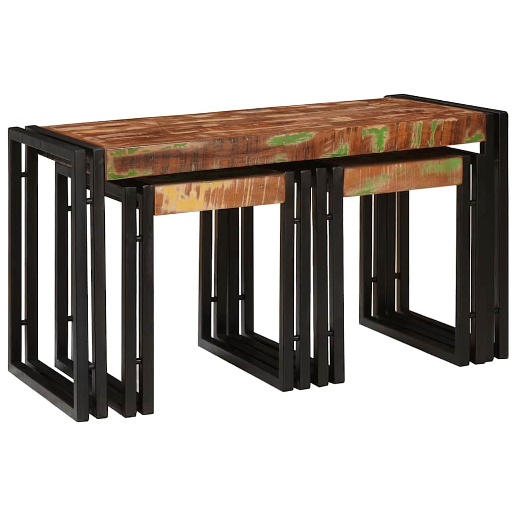 Nesting Table 3 pcs Solid reclaim Wood and Metal