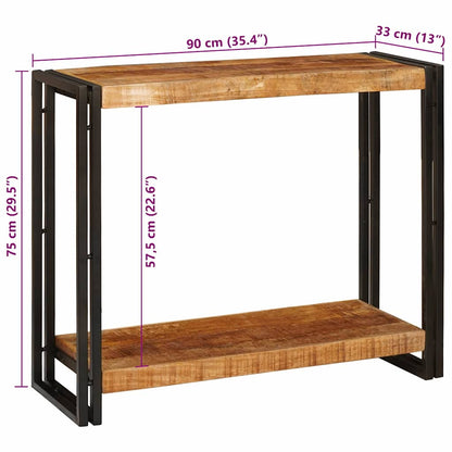 Console Table with Shelf Brown 90 x 33 x 75 cm Solid Mango Wood