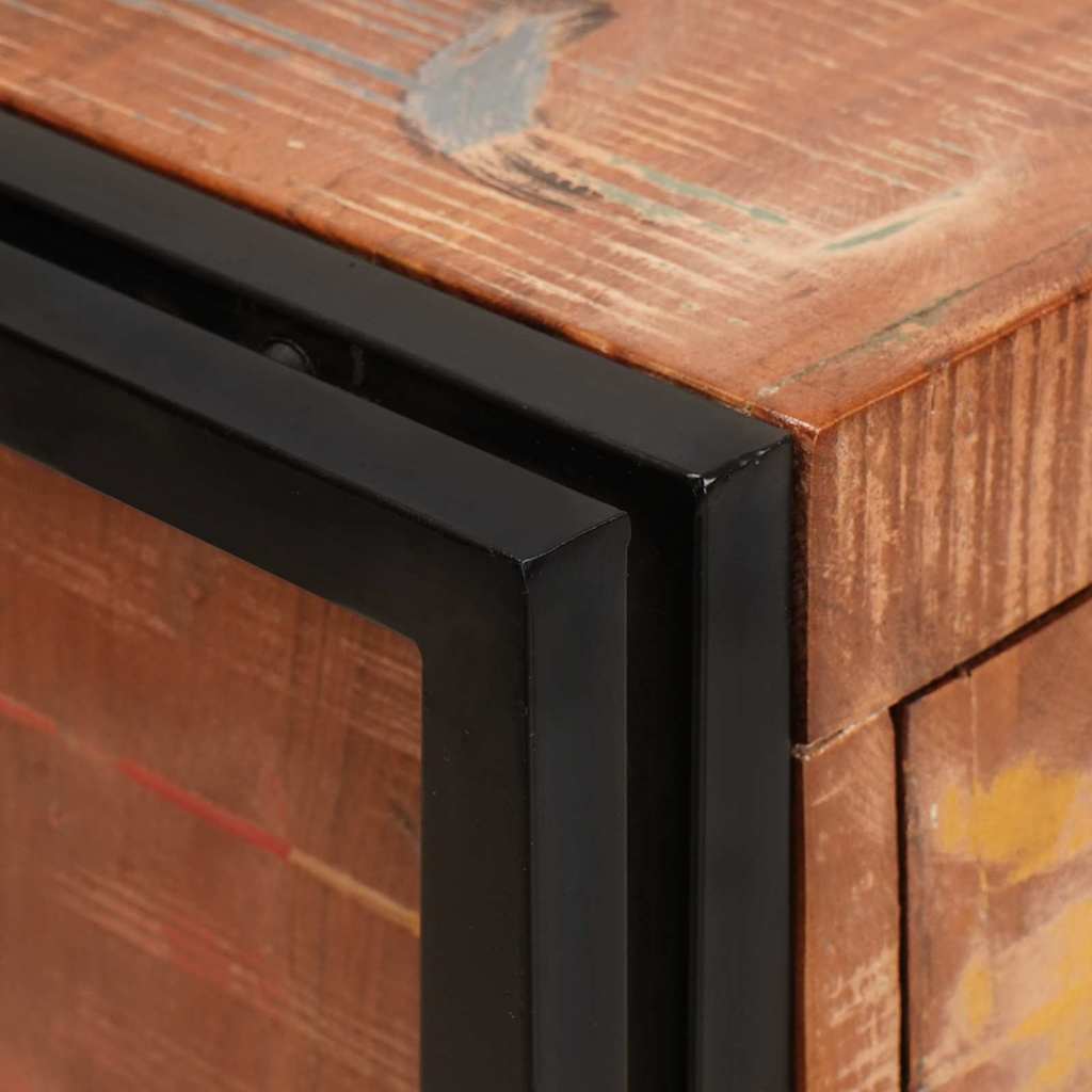 Sideboard with Doors Brown Solid Reclaimed Wood and Metal