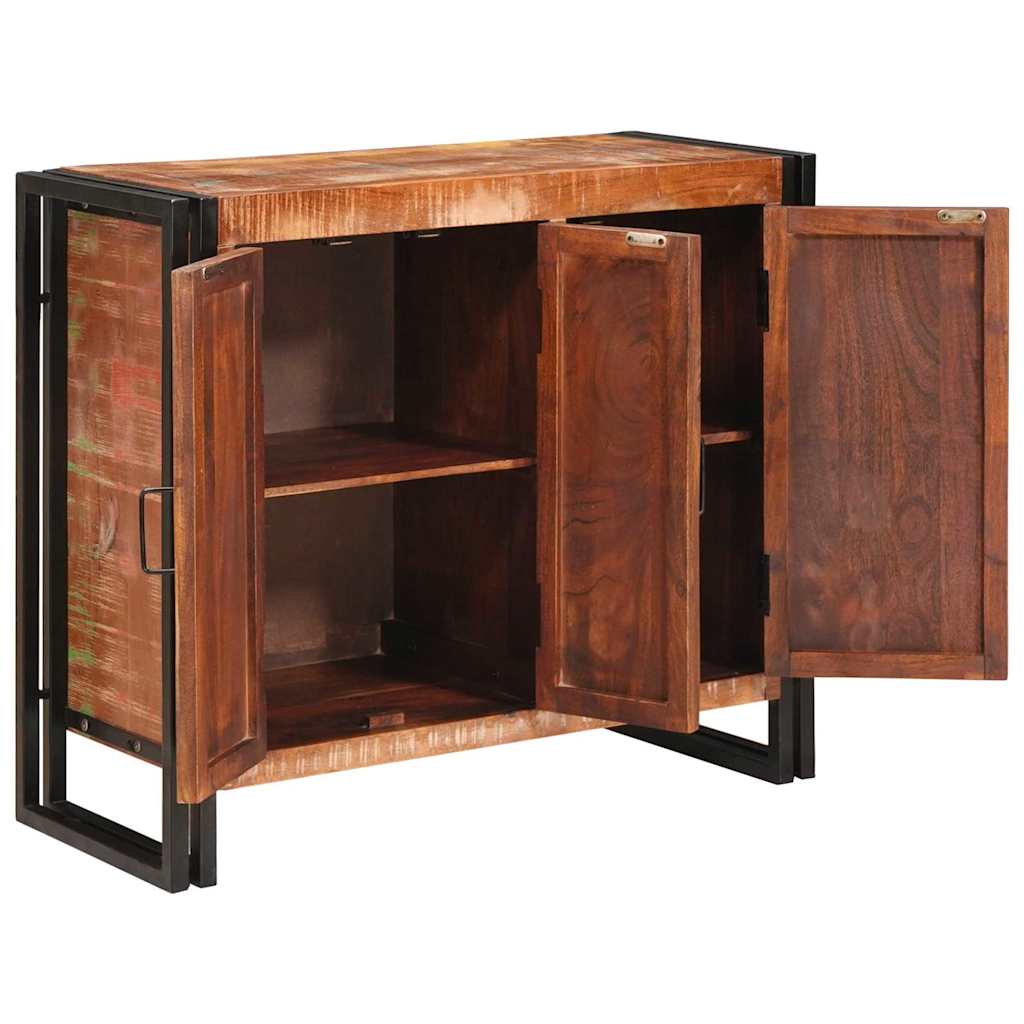 Sideboard with Doors Brown Solid Reclaimed Wood and Metal
