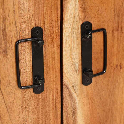 Highboard with Doors Brown Solid Acacia Wood and Metal