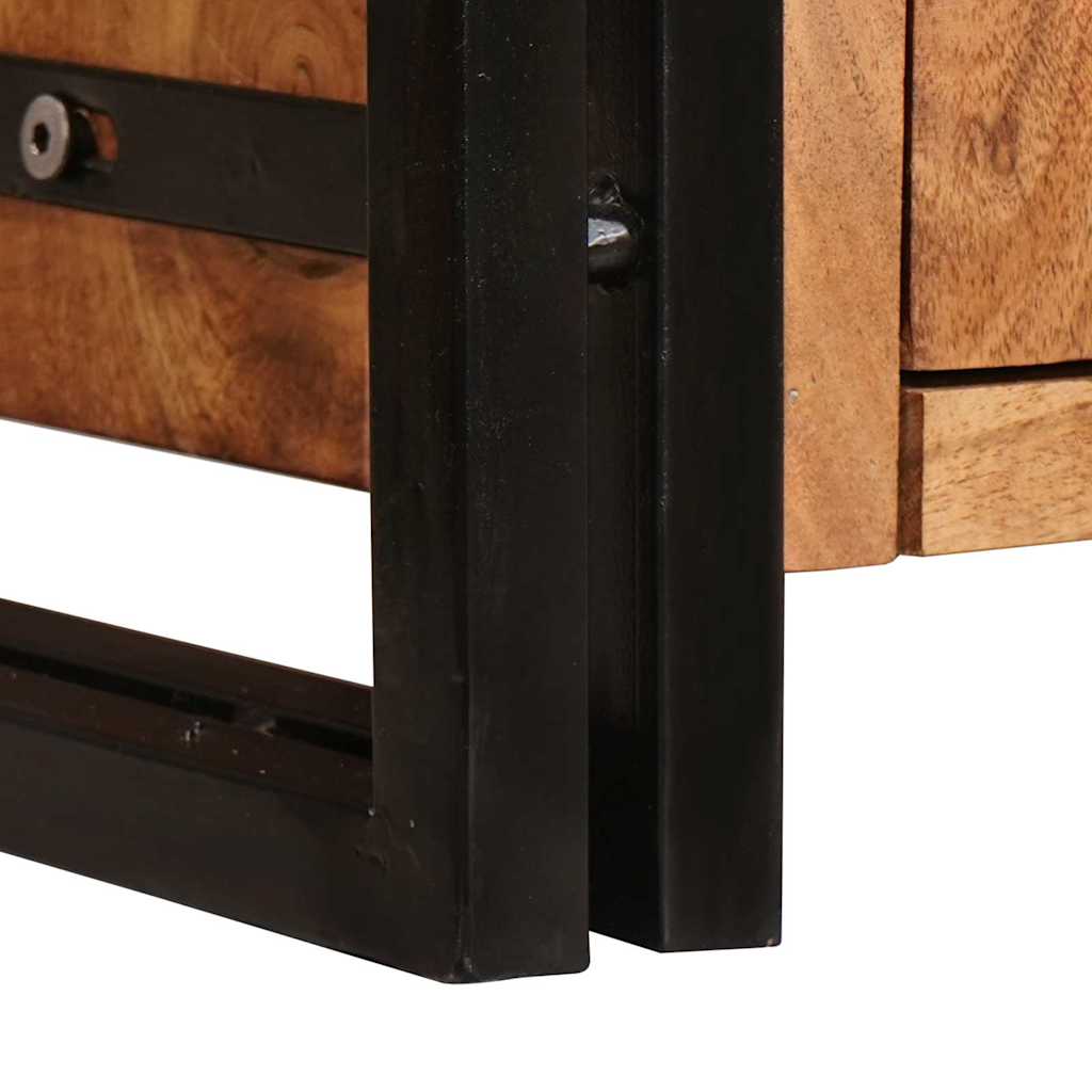 Highboard with Doors Brown Solid Acacia Wood and Metal