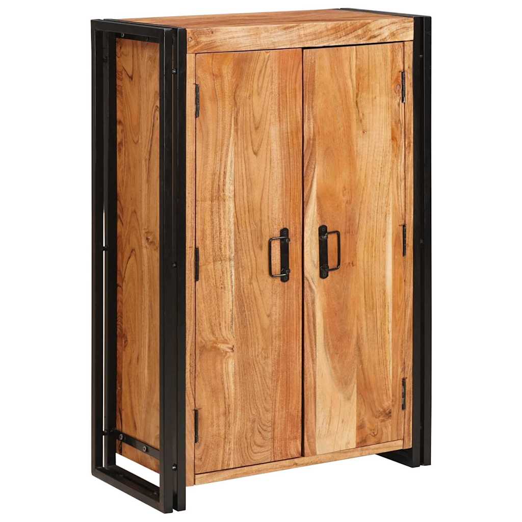 Highboard with Doors Brown Solid Acacia Wood and Metal