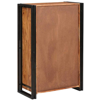 Highboard with Doors Brown Solid Acacia Wood and Metal