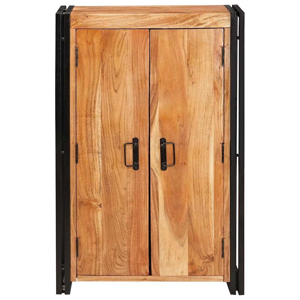Highboard with Doors Brown Solid Acacia Wood and Metal