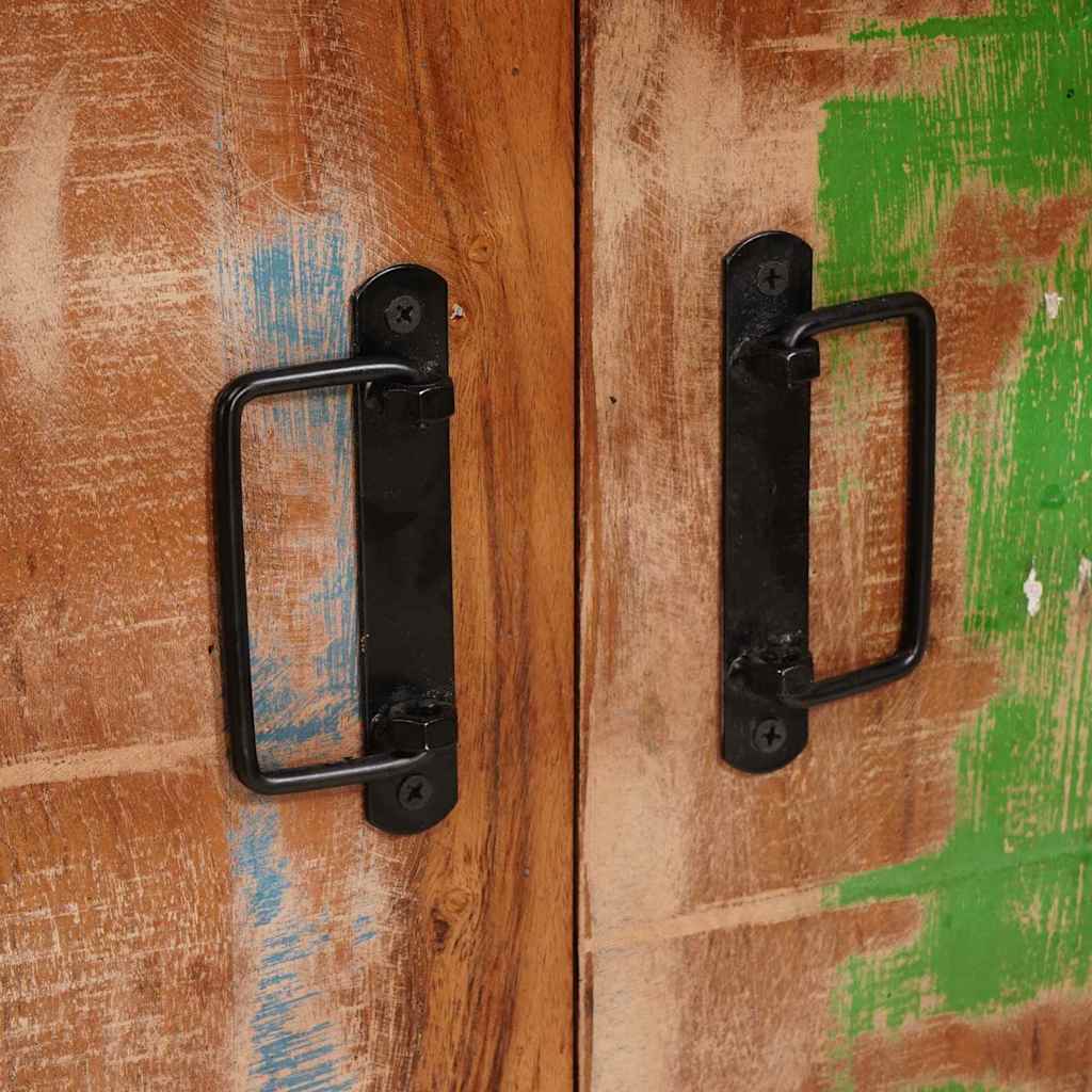 Highboard with Doors Brown Solid Reclaimed Wood and Metal
