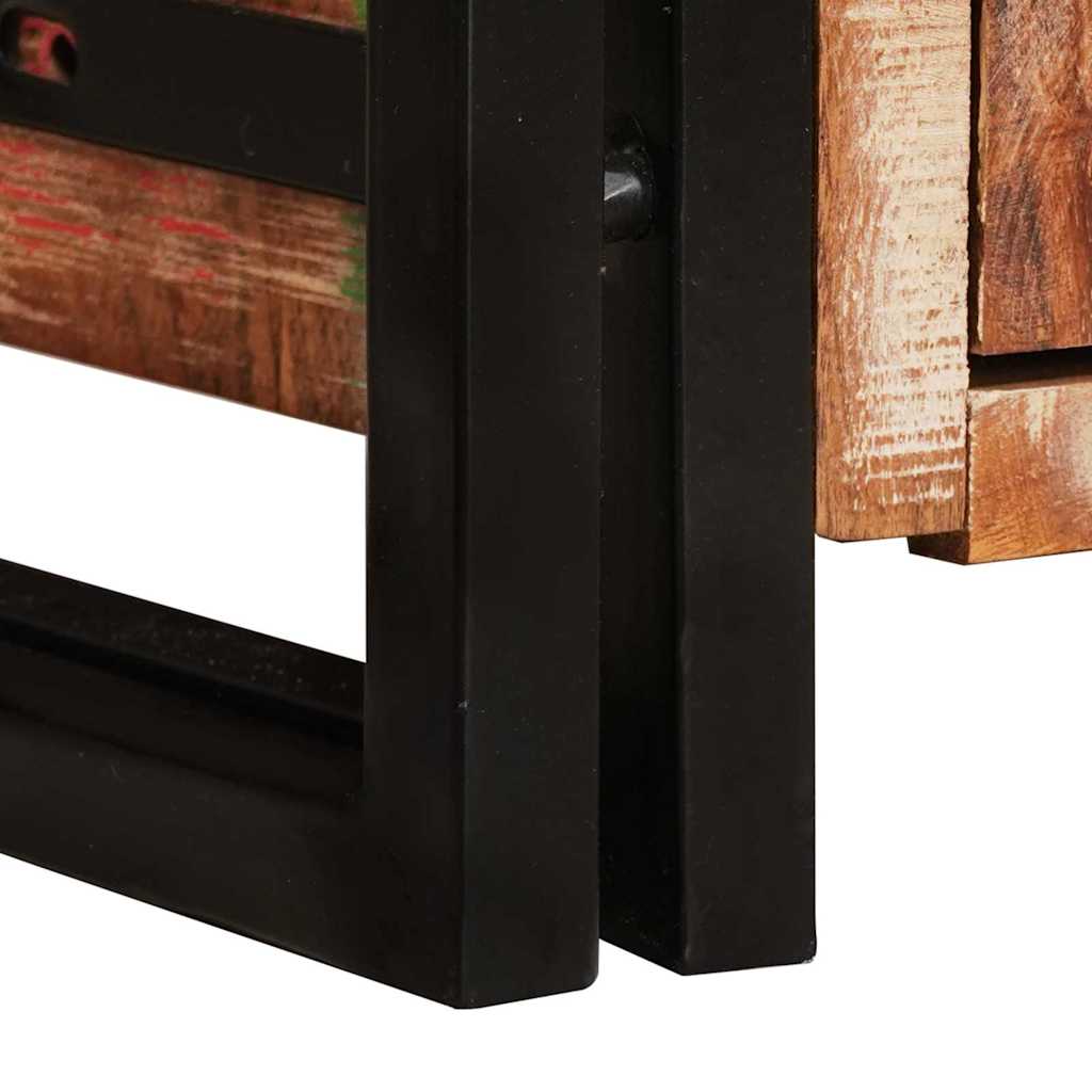 Highboard with Doors Brown Solid Reclaimed Wood and Metal