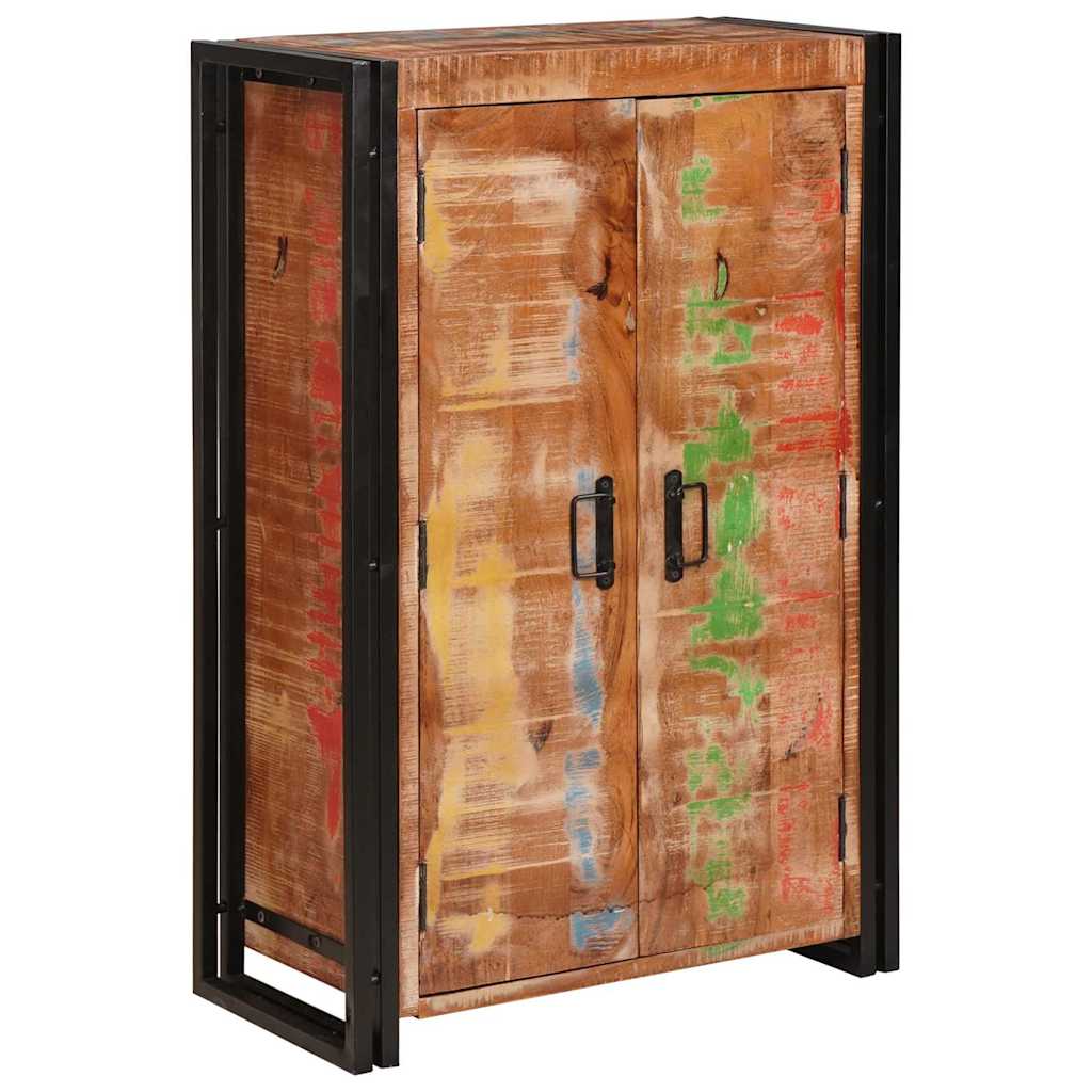 Highboard with Doors Brown Solid Reclaimed Wood and Metal