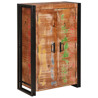 Highboard with Doors Brown Solid Reclaimed Wood and Metal