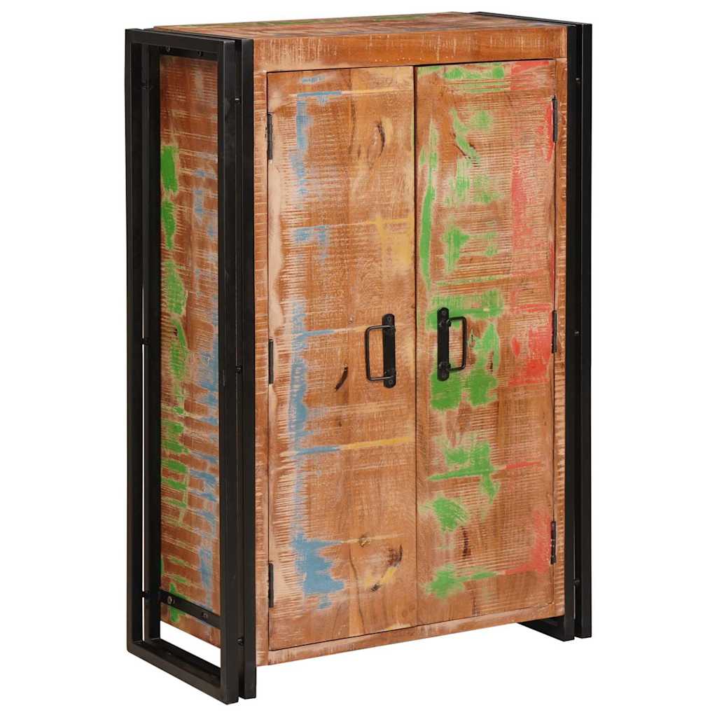 Highboard with Doors Brown Solid Reclaimed Wood and Metal