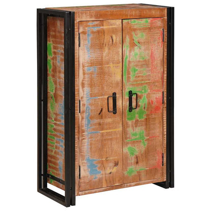 Highboard with Doors Brown Solid Reclaimed Wood and Metal