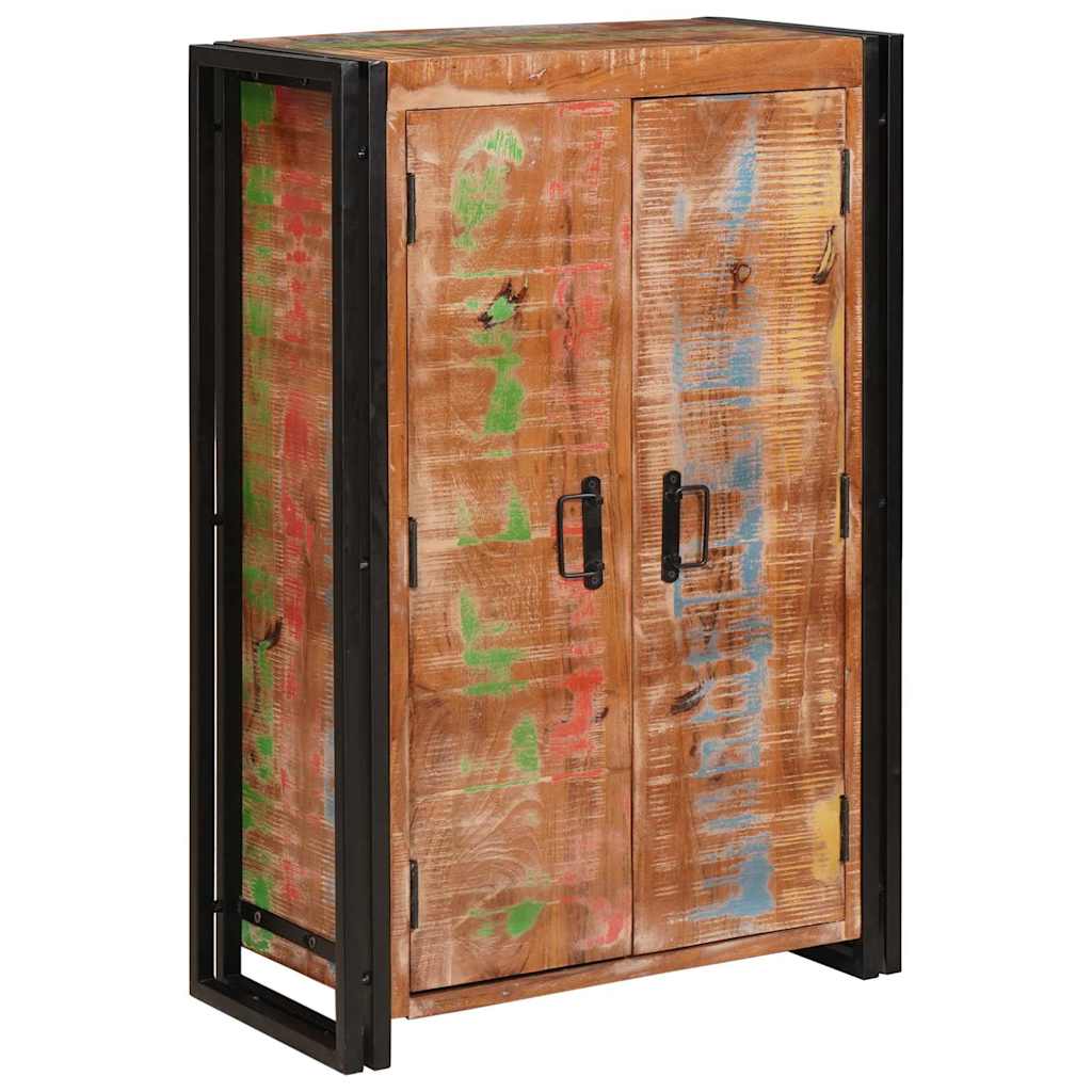 Highboard with Doors Brown Solid Reclaimed Wood and Metal