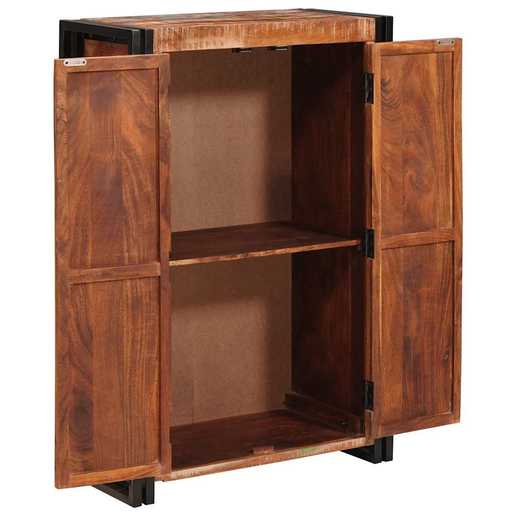 Highboard with Doors Brown Solid Reclaimed Wood and Metal