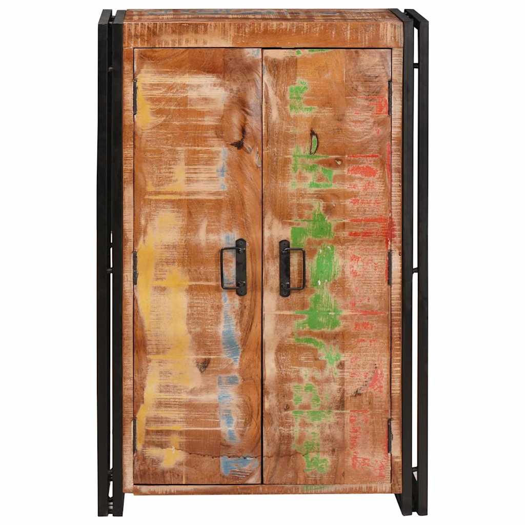 Highboard with Doors Brown Solid Reclaimed Wood and Metal