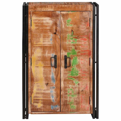 Highboard with Doors Brown Solid Reclaimed Wood and Metal