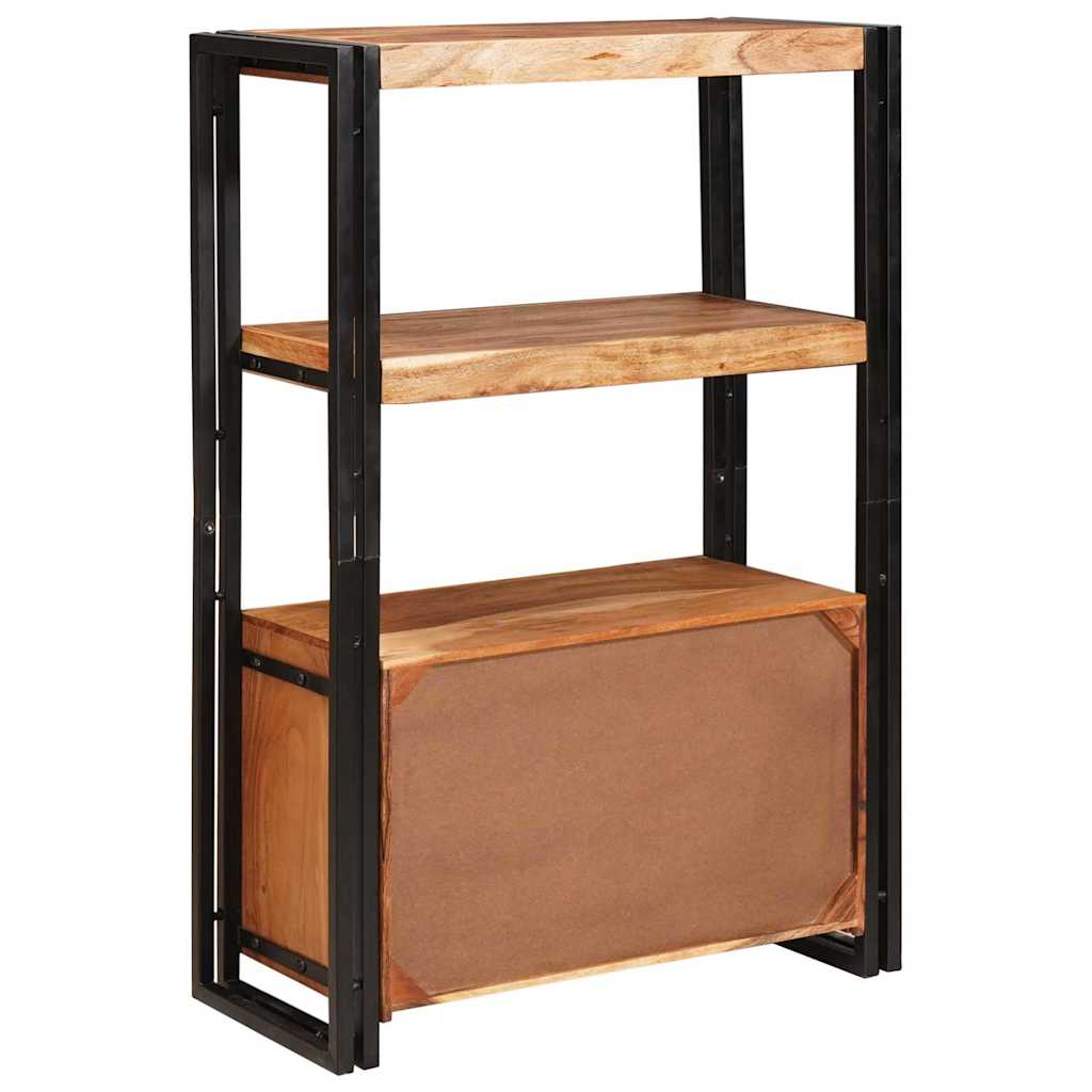 Bookshelf with Doors Brown Solid Acacia Wood and Metal