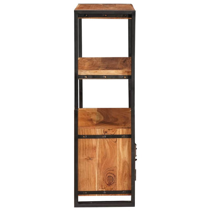Bookshelf with Doors Brown Solid Acacia Wood and Metal