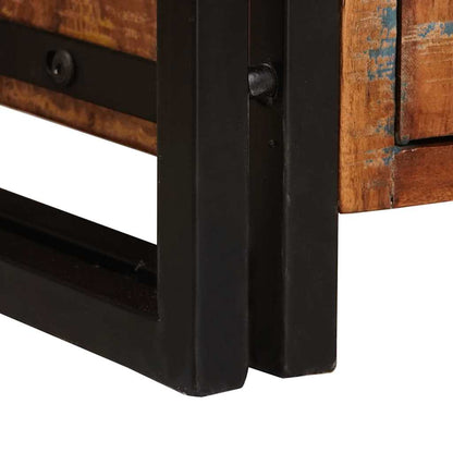 Bookshelf with Doors Brown Solid Reclaimed Wood and Metal