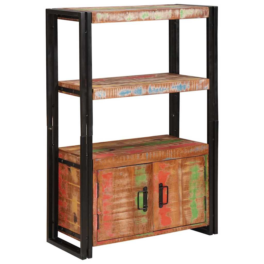 Bookshelf with Doors Brown Solid Reclaimed Wood and Metal