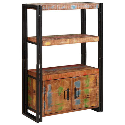 Bookshelf with Doors Brown Solid Reclaimed Wood and Metal
