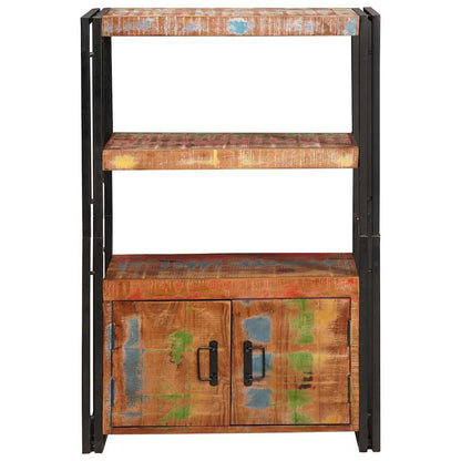 Bookshelf with Doors Brown Solid Reclaimed Wood and Metal