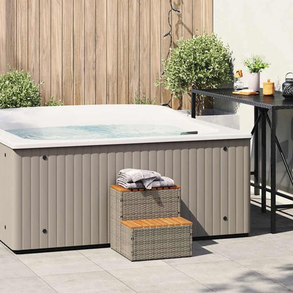 Hot Tub Step Grey 50x50x50,5 cm Poly Rattan and Solid Acacia