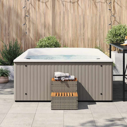 Hot Tub Step Grey 50x50x50,5 cm Poly Rattan and Solid Acacia