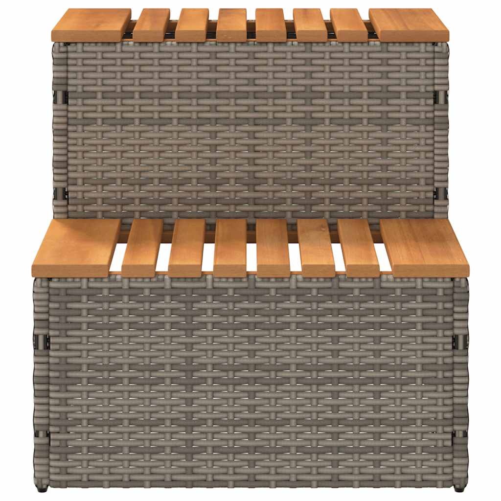 Hot Tub Step Grey 50x50x50,5 cm Poly Rattan and Solid Acacia