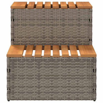 Hot Tub Step Grey 50x50x50,5 cm Poly Rattan and Solid Acacia