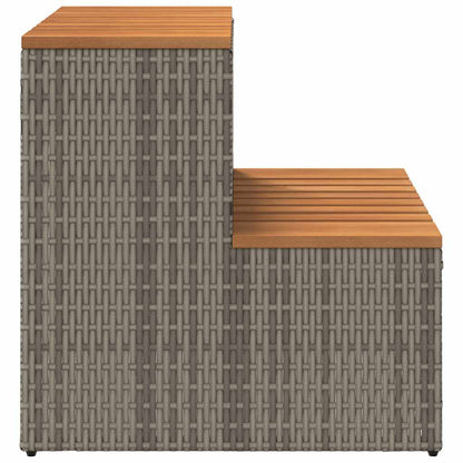 Hot Tub Step Grey 50x50x50,5 cm Poly Rattan and Solid Acacia