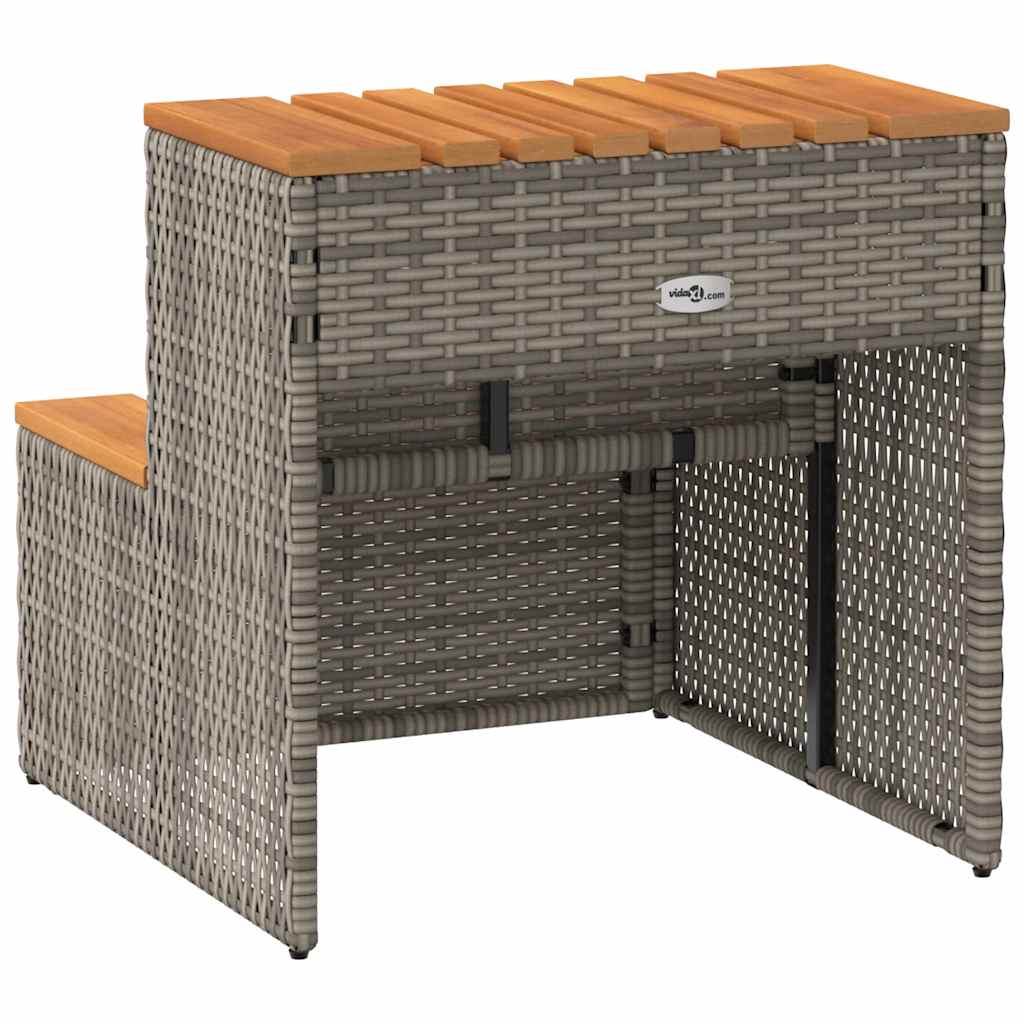 Hot Tub Step Grey 50x50x50,5 cm Poly Rattan and Solid Acacia