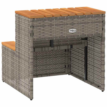 Hot Tub Step Grey 50x50x50,5 cm Poly Rattan and Solid Acacia