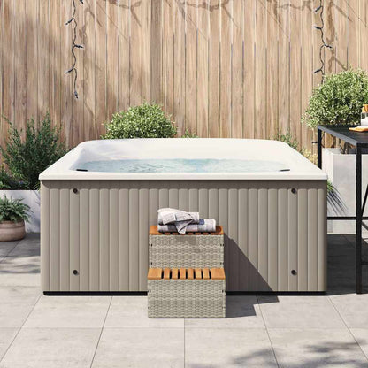 Hot Tub Step Light Grey 50x50x50,5 cm Poly Rattan and Solid Acacia