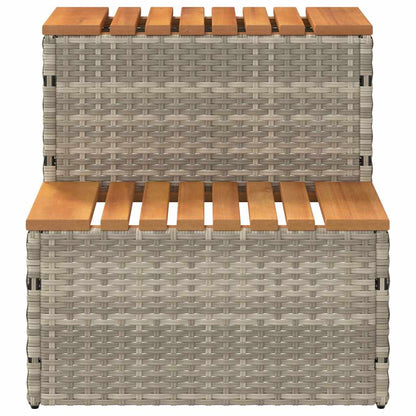 Hot Tub Step Light Grey 50x50x50,5 cm Poly Rattan and Solid Acacia