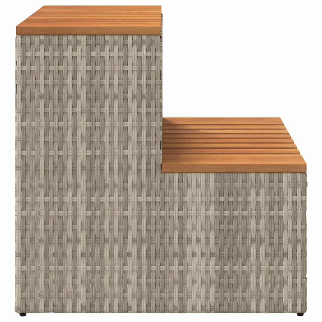 Hot Tub Step Light Grey 50x50x50,5 cm Poly Rattan and Solid Acacia