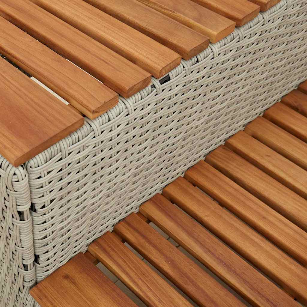Hot Tub Step Light Grey 50x50x50,5 cm Poly Rattan and Solid Acacia