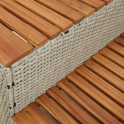 Hot Tub Step Light Grey 50x50x50,5 cm Poly Rattan and Solid Acacia